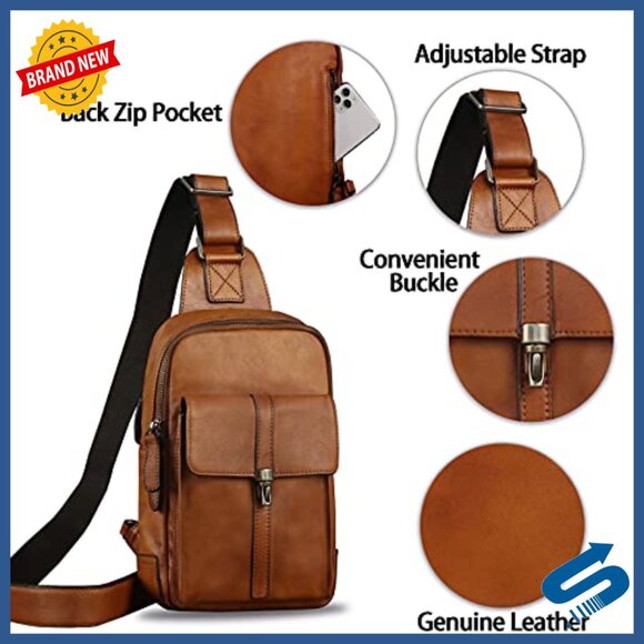 Genuine Leather Crossbody Backpack Daypack Shoulder Bag Casual Hiking main image 4